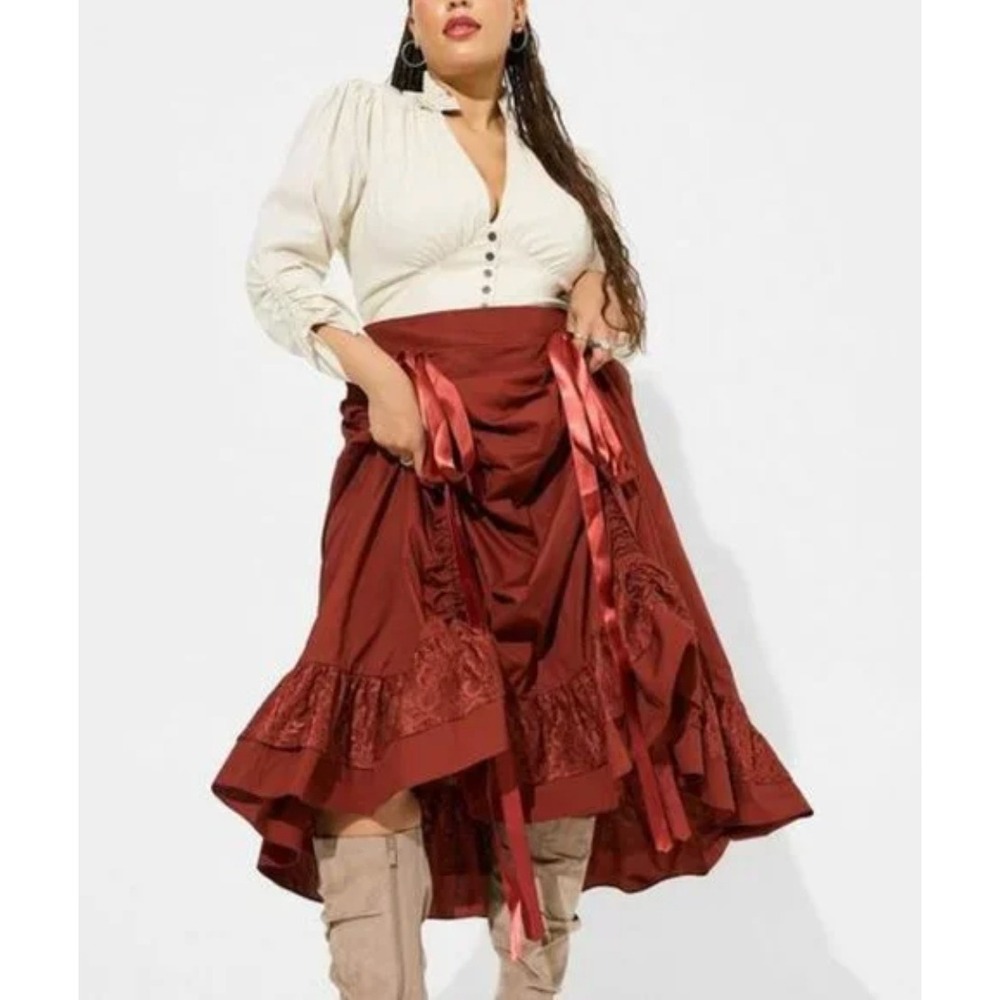 TORRID Red Cream Pirate Steampunk Poplin Dress Women's Plus Sizeā 4 4X Halloween